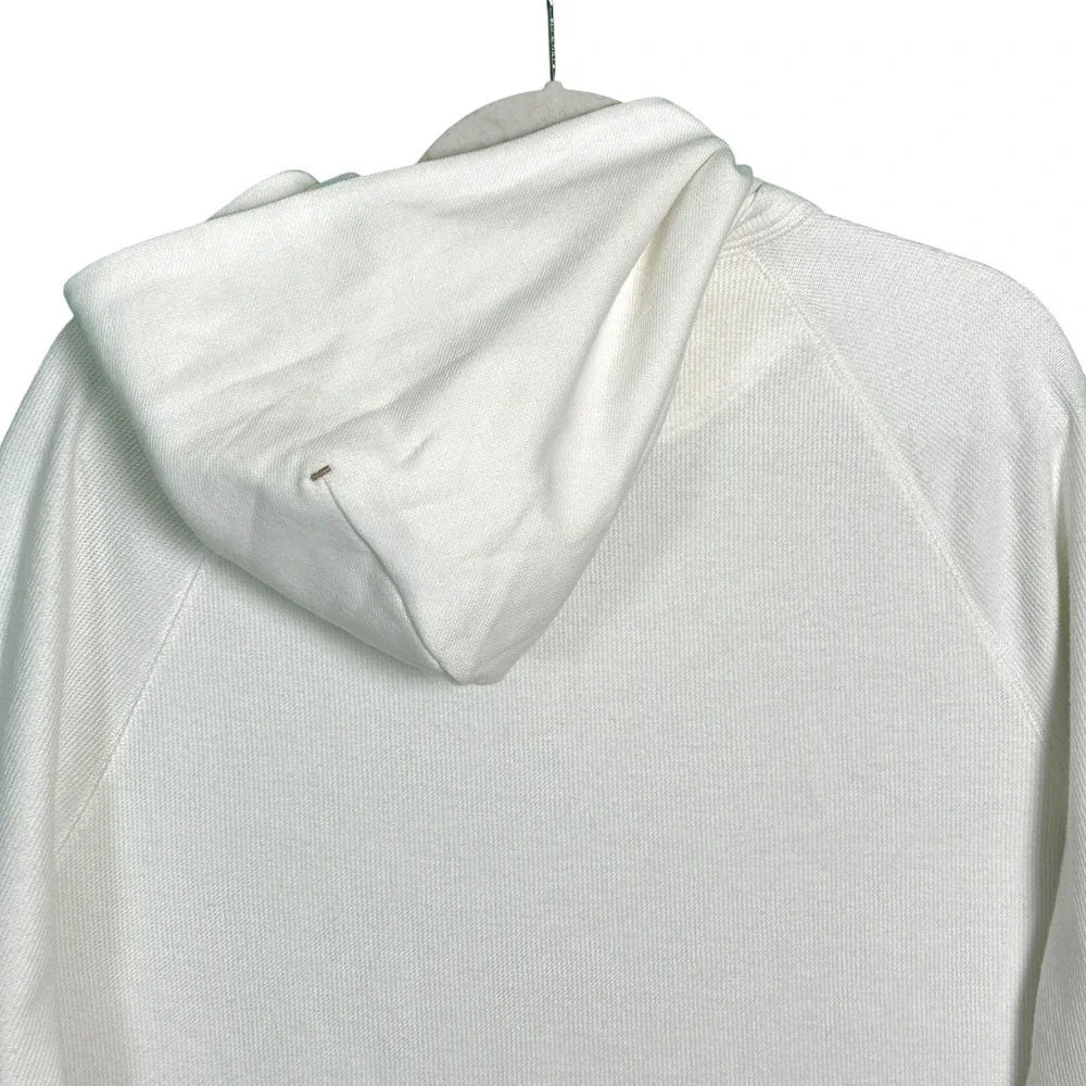 Banana Republic Hoodie Pullover Brushed Waffle Knit M Cotton Blend Thermal Cream